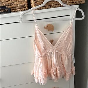 Pink Lace Trim Cami Top